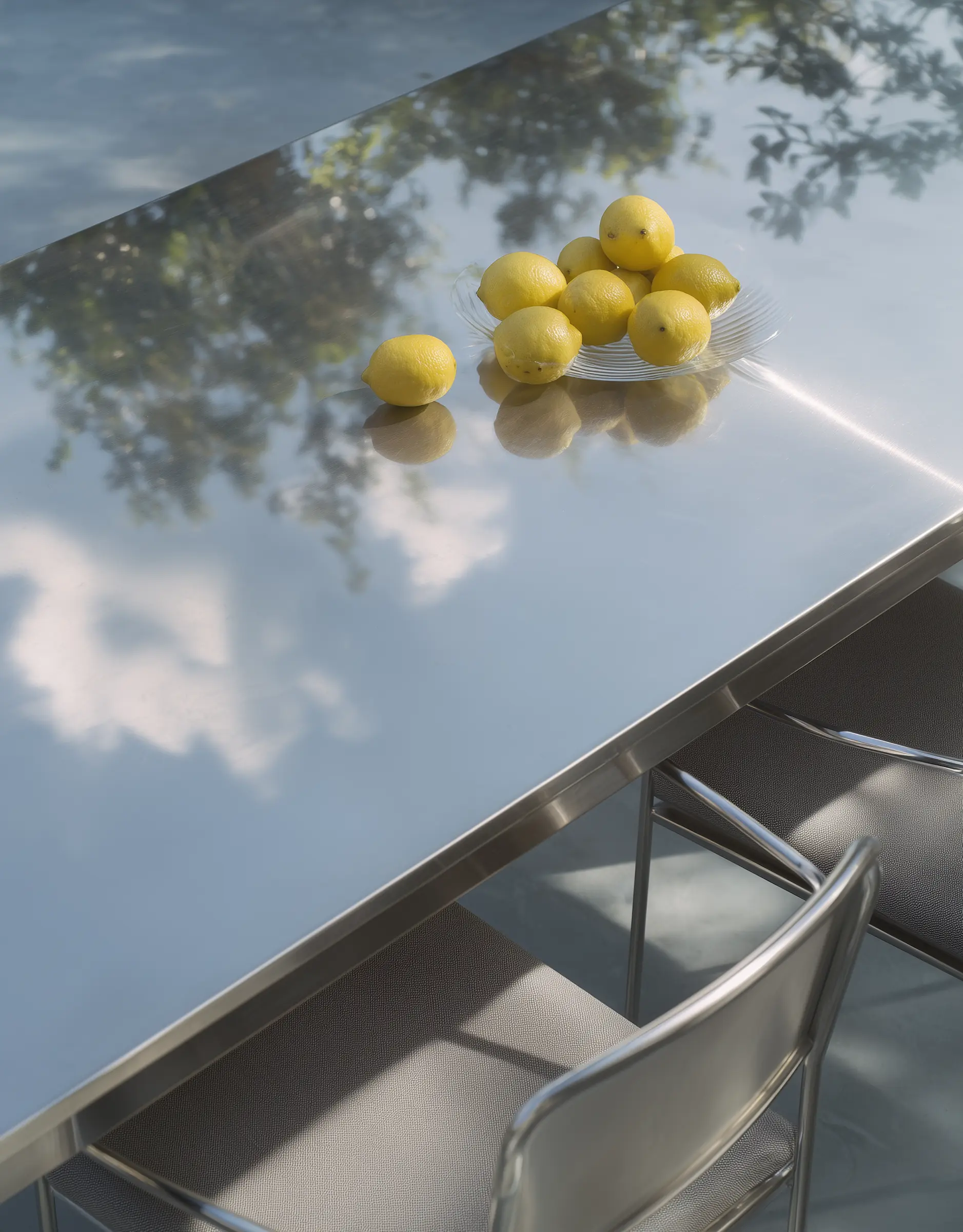 Metallic surface catching warm light